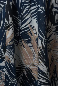 Printed Linen Maxi Skirt in Navy