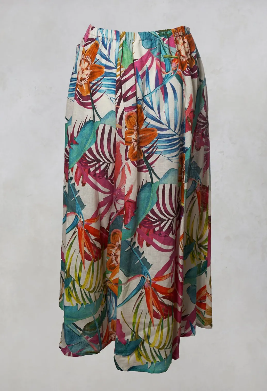 Printed Linen Maxi Skirt in Multi