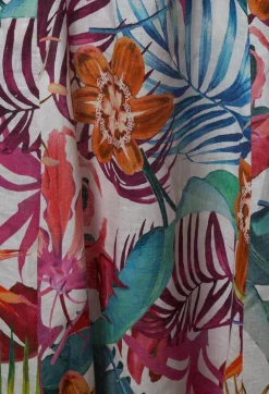 Printed Linen Maxi Skirt in Multi