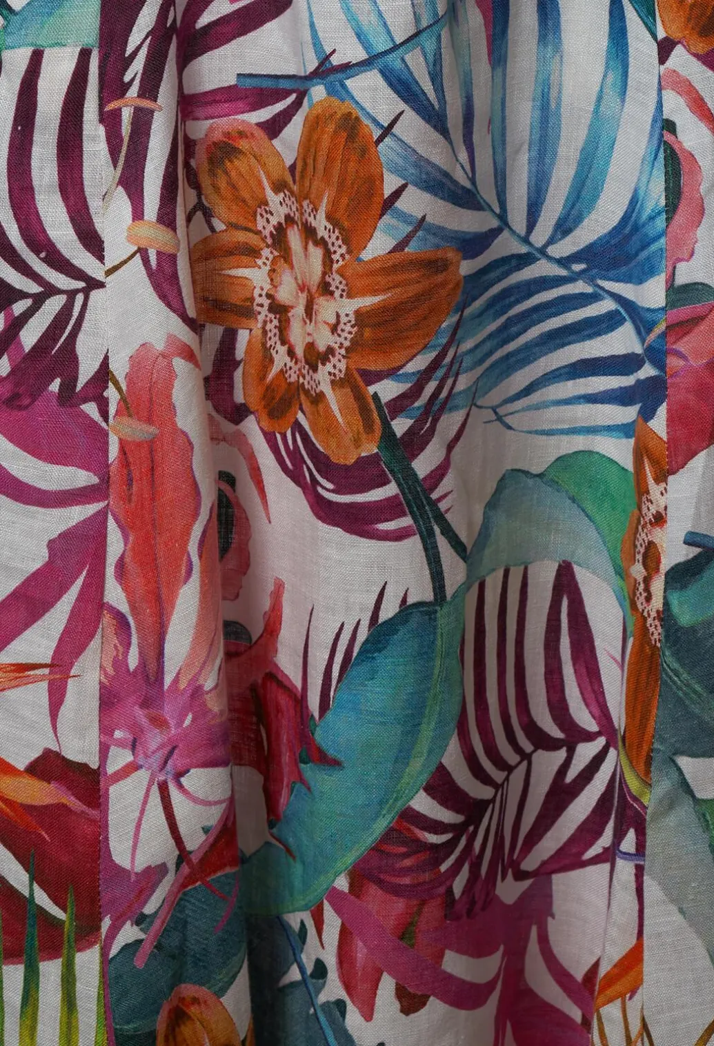 Printed Linen Maxi Skirt in Multi