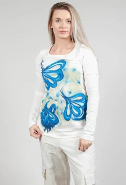 Printed Long Sleeve Top in Spec Handpaint