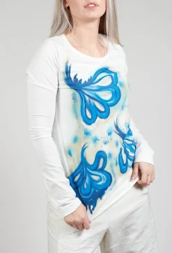 Printed Long Sleeve Top in Spec Handpaint