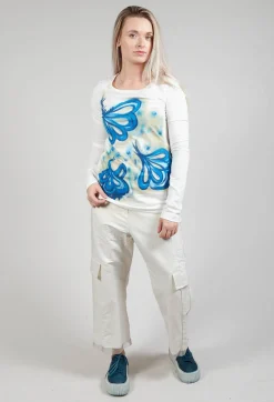 Printed Long Sleeve Top in Spec Handpaint