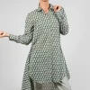 Printed Shirt Dress with Tie Front in Alga