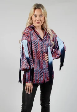 Printed Shirt in Red / Blue