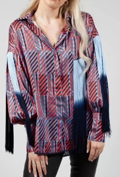 Printed Shirt in Red / Blue