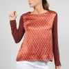 Printed Silk Contrasting Fabric Trapeze Shirt in Vulcano