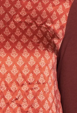 Printed Silk Contrasting Fabric Trapeze Shirt in Vulcano