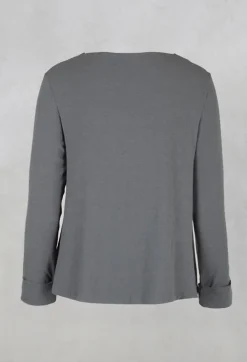 Printed Silk Contrasting Fabric Trapeze Shirt in Quartz