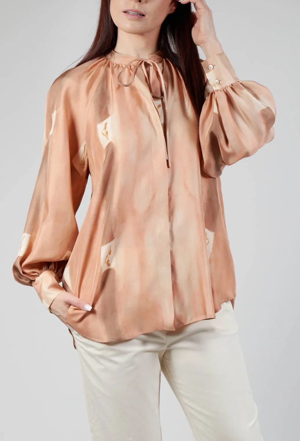Printed Silk Shirt in Rose Print