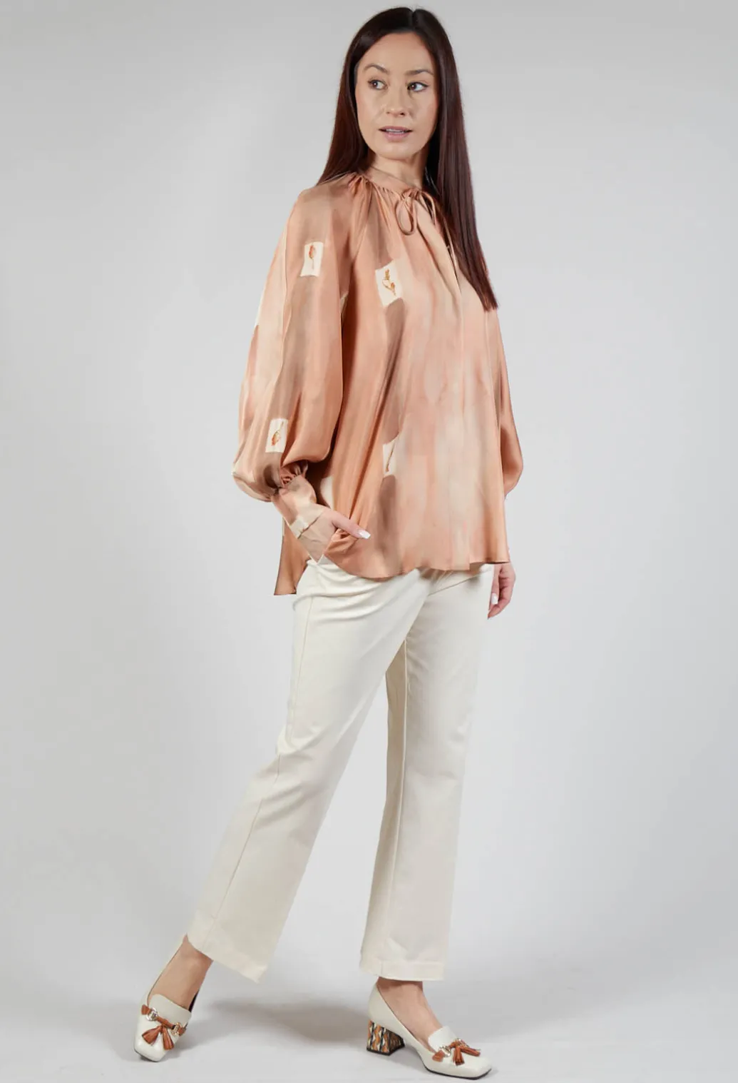 Printed Silk Shirt in Rose Print