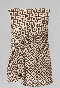 Printed Sleeveless Ruched Top in Naturale/Verde