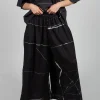 Printed Tanto Trousers in Off Black Banner