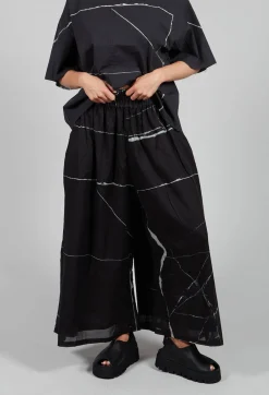 Printed Tanto Trousers in Off Black Banner