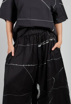 Printed Tanto Trousers in Off Black Banner