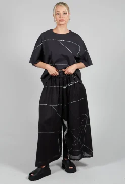 Printed Tanto Trousers in Off Black Banner