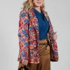 Printed Velvet Blazer in Carpet Print