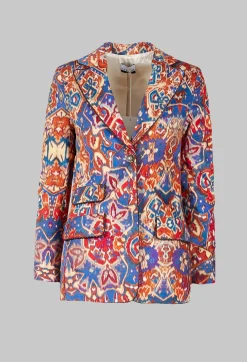 Printed Velvet Blazer in Carpet Print