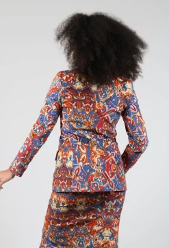 Printed Velvet Blazer in Carpet Print