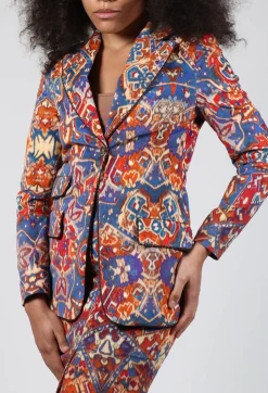 Printed Velvet Blazer in Carpet Print