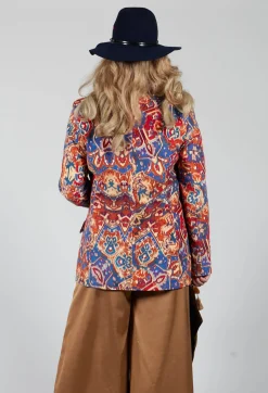 Printed Velvet Blazer in Carpet Print