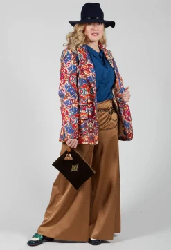 Printed Velvet Blazer in Carpet Print