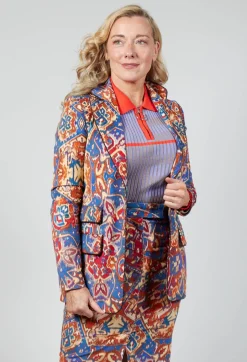 Printed Velvet Blazer in Carpet Print