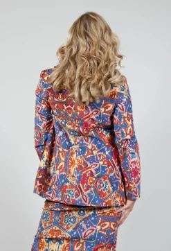 Printed Velvet Blazer in Carpet Print