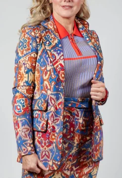 Printed Velvet Blazer in Carpet Print