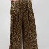 Printed Wide Leg Trousers in Black