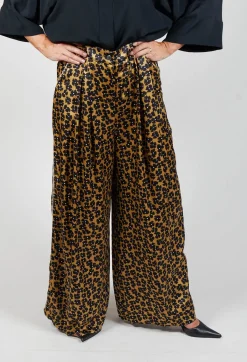 Printed Wide Leg Trousers in Black