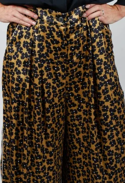 Printed Wide Leg Trousers in Black