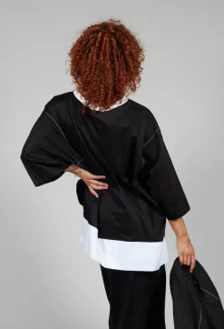 Printwork Bracelet Sleeve T-shirt in Original Black
