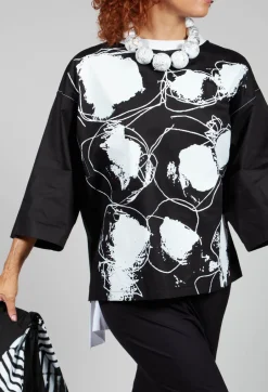 Printwork Bracelet Sleeve T-shirt in Original Black