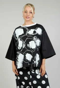 Printwork Bracelet Sleeve T-shirt in Original Black