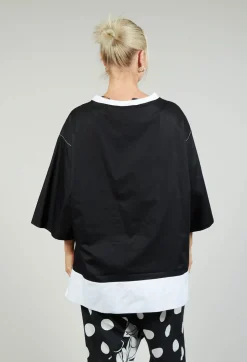 Printwork Bracelet Sleeve T-shirt in Original Black