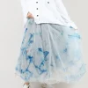 Printwork Tulle Skirt in Blue