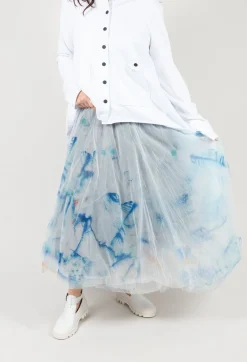 Printwork Tulle Skirt in Blue