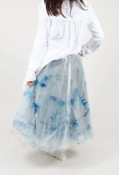 Printwork Tulle Skirt in Blue