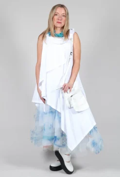 Printwork Tulle Skirt in Blue