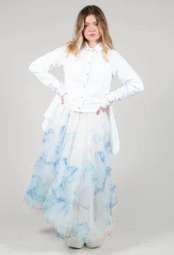 Printwork Tulle Skirt in Blue