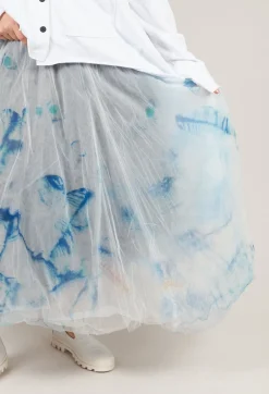 Printwork Tulle Skirt in Blue