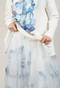 Printwork Tulle Skirt in Blue