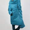Puffer Coat with Asymmetric Hem in Ink