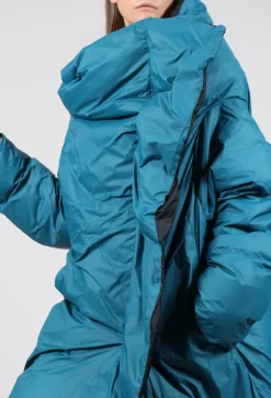 Puffer Coat with Asymmetric Hem in Ink
