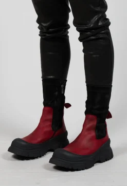 Pull On Ankle Boots in Gasoline Rosso and Cam Stretch Nero