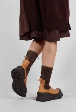 Pull On Ankle Boots in Gasoline Sabbia and Cam Str Chocolate