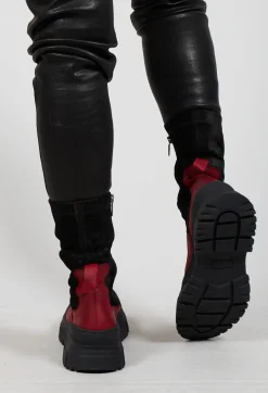 Pull On Ankle Boots in Gasoline Rosso and Cam Stretch Nero
