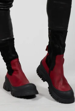 Pull On Ankle Boots in Gasoline Rosso and Cam Stretch Nero