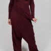 Pull On Crinkle Trousers in Merlot